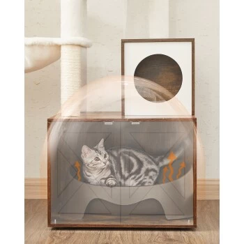 FEANDREA Kratzbaum Mit Katzentoilette Braun Braun – Bild 6