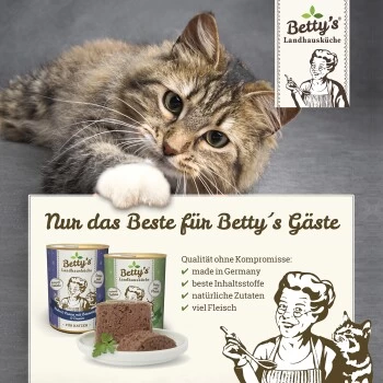Betty's Landhausküche Rind Pur Mit Leinöl 6 X 400g Für Katze – Bild 3