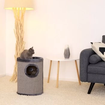 Lionto 50cm Kratztonne Mit Sisal Kratzturm Grau – Bild 2