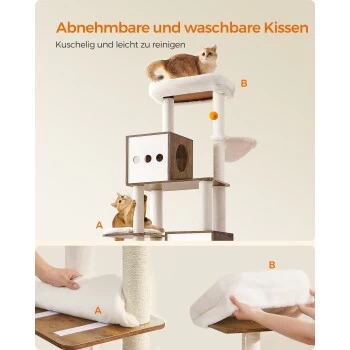 FEANDREA Kratzbaum 185cm Mit Katzenklo-Schrank Vintagebraun Braun – Bild 8