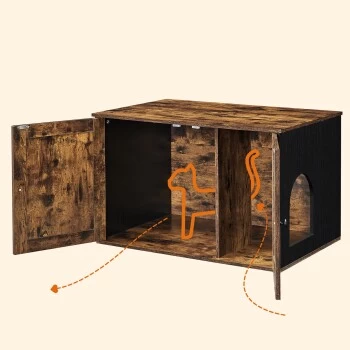 FEANDREA Katzenklo Schrank Braun-Schwarz – Bild 4