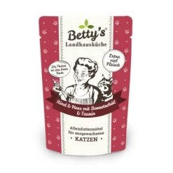 Betty's Landhausküche Frischebeutel Rind & Herz 12 X 100g Für Katze