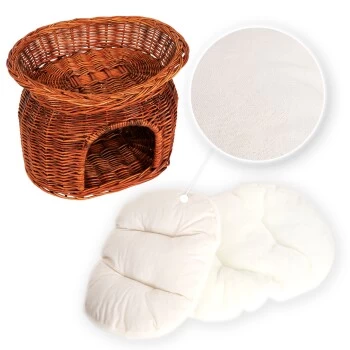 Lionto Weidenkorb Für Katzen Katzenhöhle Braun – Bild 6