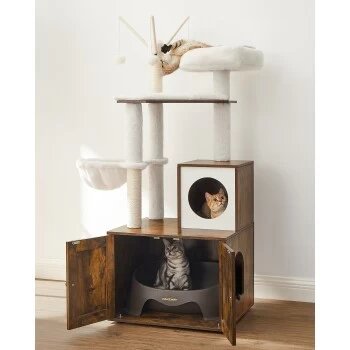 FEANDREA Kratzbaum Mit Katzentoilette Braun Braun – Bild 3